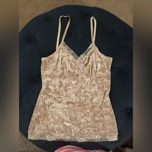 Beautiful creamy tan velvet and lace trim camisole